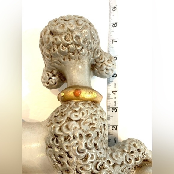 Vintage Atlantic Mold Ceramic Grey Poodle Figurine Statue 1970s Kitsch - Picture 6 of 7
